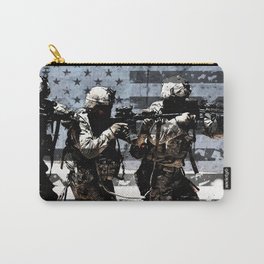 3 Soldiers & US Flag Carry-All Pouch | 11, 11B, Assault, Army, Graphicdesign, Soldier, Tactical, Bravo, Infantry, 0311 