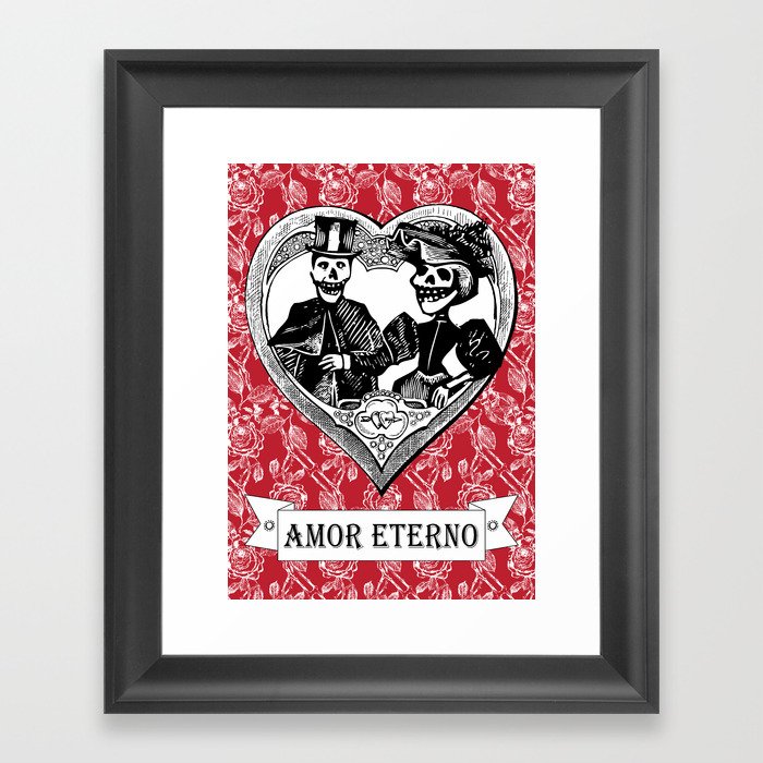 Amor Eterno Eternal Love Calavera Couple Red Black