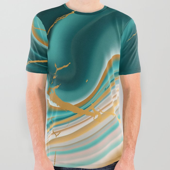 ocean marble effect All Over Graphic Tee