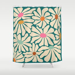 Colors of Joy - Groovy Flowers Green Shower Curtain