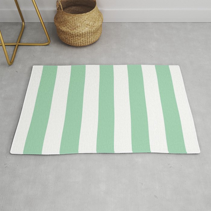 Turquoise green - solid color - white stripes pattern Rug