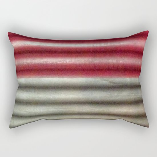 Industrial Wall | Red Grey Striped Wall | Contemporary Art Rectangular Pillow