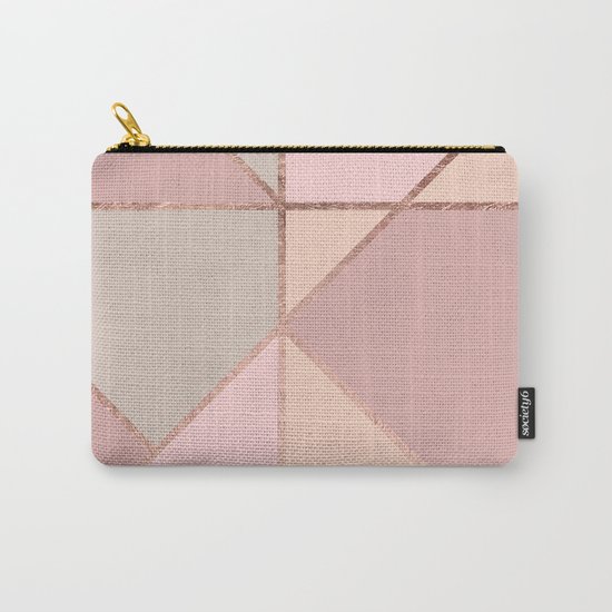 Modern rose gold peach blush pink color block Carry-All Pouch