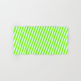 [ Thumbnail: Chartreuse & Light Cyan Colored Striped/Lined Pattern Hand & Bath Towel ]
