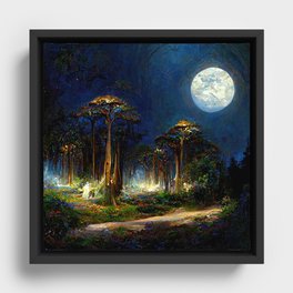 During a full moon night Framed Canvas