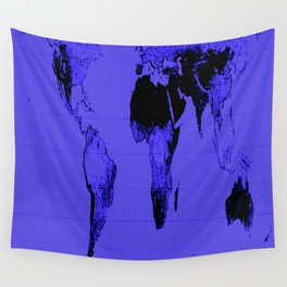 World Map: Gall Peters Indigo Purple Wall Tapestry
