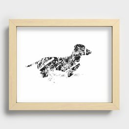 Dachshund in the snow Recessed Framed Print