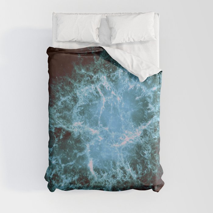 Crab Nebula Freshwater Blue teal Duvet Cover
