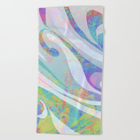 Abstract Colors Waves Design Beach Towel