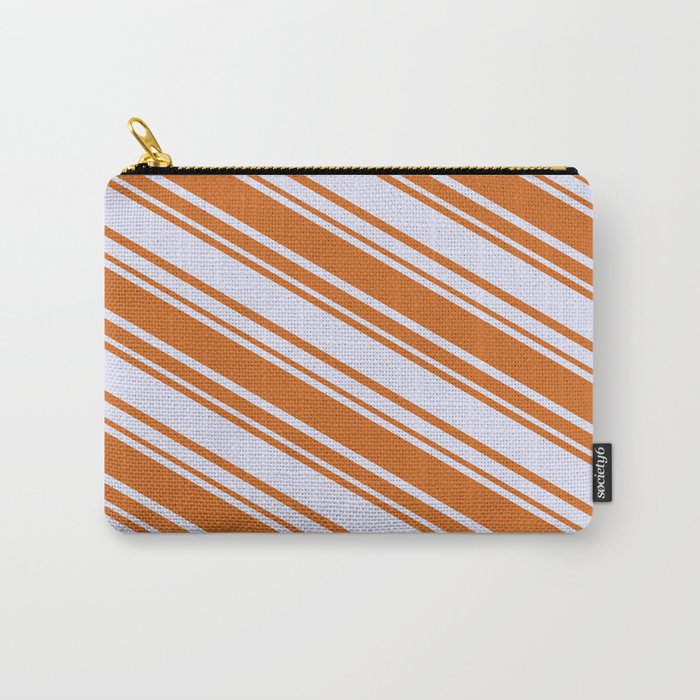 Chocolate & Lavender Colored Lined/Striped Pattern Carry-All Pouch