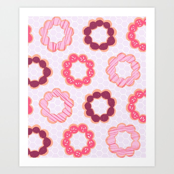 Mochi Donuts Pattern Art Print
