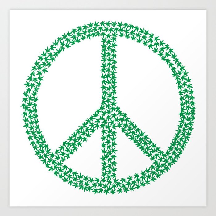 Abstract Weed Cannabis Leaf Peace Sign Art Print by calnyto | Society6