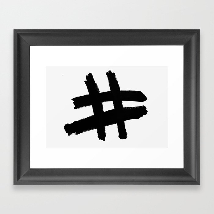 Hashtag black Framed Art Print