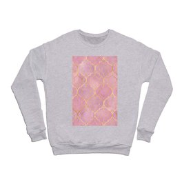 Golden Blush Pink Moroccan Quatrefoil Pattern Crewneck Sweatshirt