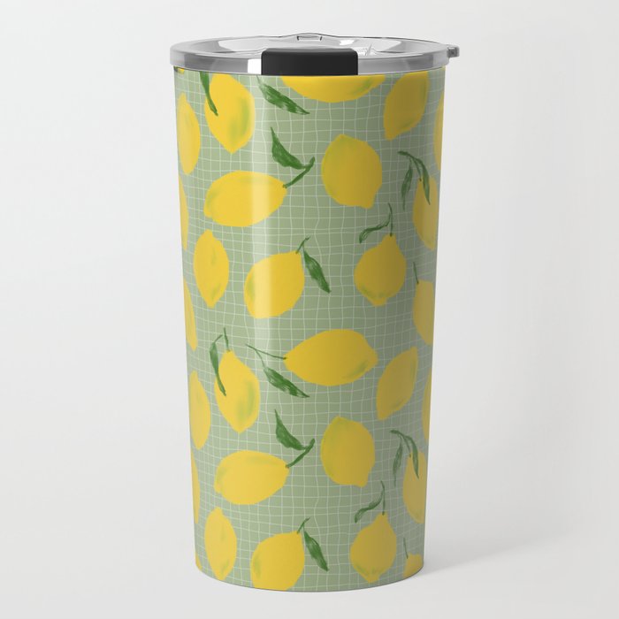 Picnic lemons - green background Travel Mug