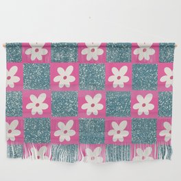 Sprinkle Spring of Daisies - Navy and Hot Pink Wall Hanging