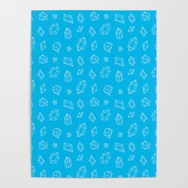 Turquoise and White Gems Pattern Poster