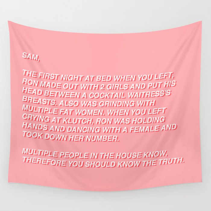 Anonymous Note to Sam Jersey Shore Wall Tapestry by
