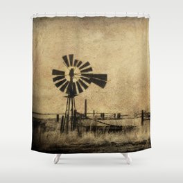 Old Windmill • Sepia • Western • Infrared • Texture Shower Curtain