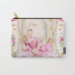Marie Antoinette Rococo splendour Carry-All Pouch | Vintage, Paris, Portrait, Digital, Floral, Peonies, Watercolor, Frenchfashion, Marieantoinette, Whimsical 