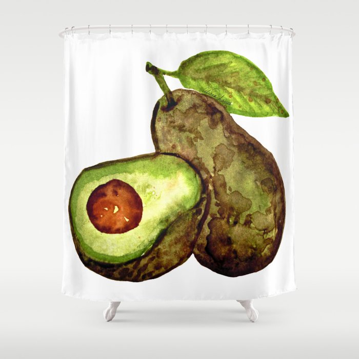 Avocado - watercolor Shower Curtain
