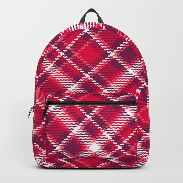 Retro Valentine's tartan texture red burgundy pattern Backpack