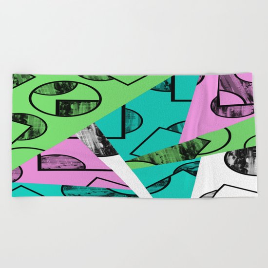 Broken Pieces - Pastel coloured, geometric, textured abstract Beach Towel