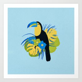 Tropical Toucan | Blue and Yellow Art Print