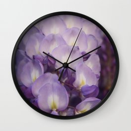 Pale Mauve And Purple Wisteria Flowers In Close Up Wall Clock | Blooming, Color, Bloom, Closeup, Photo, Beautiful, Wisteria, Bush, Green, Fullframe 