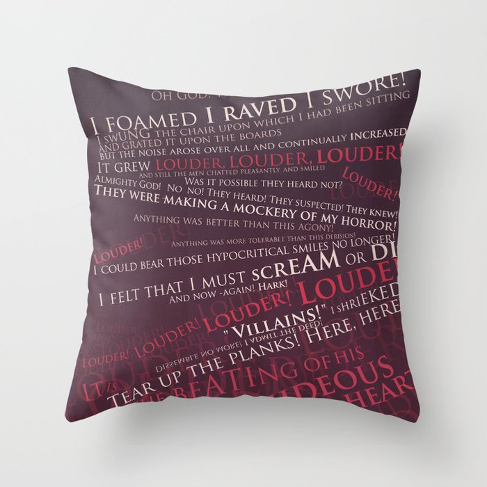 Tell Tale Heart Typeography Throw Pillow