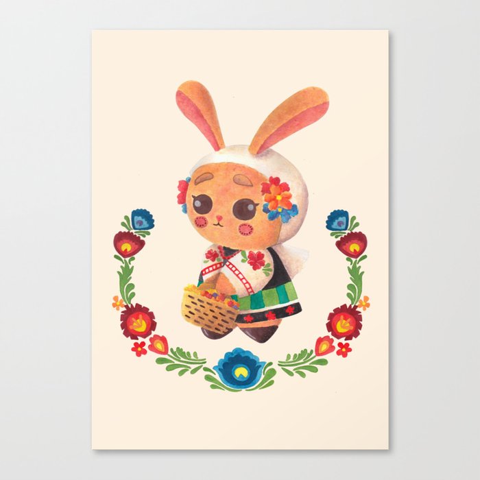 The Cute Bunny in Polish Costume Canvas Print