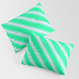 [ Thumbnail: Green & Lavender Colored Lined Pattern Pillow Sham ]