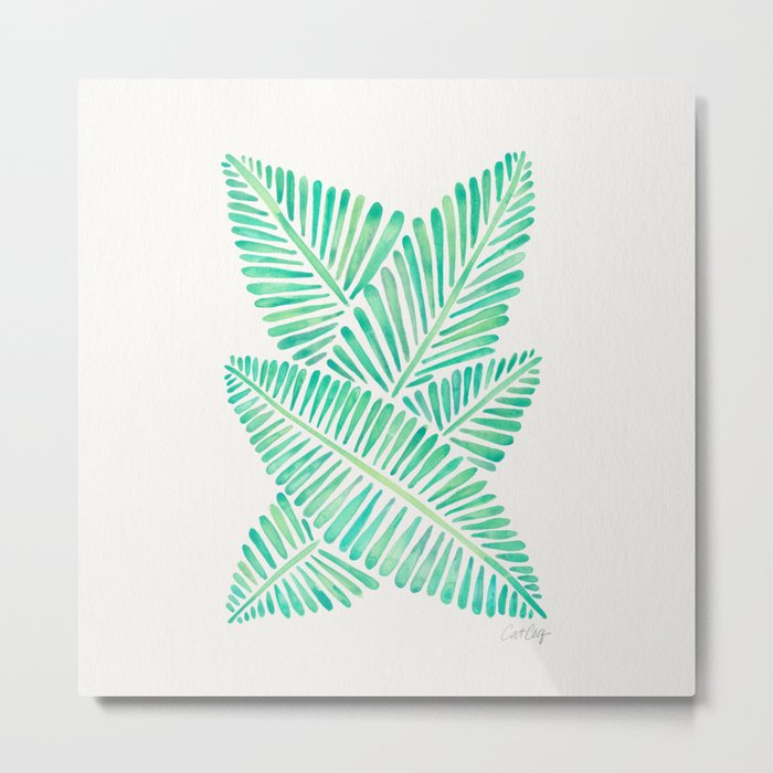 Tropical Banana Leaves – Mint Palette Metal Print