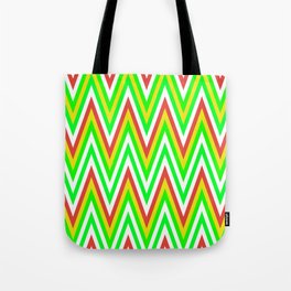 Chevron Design In Green Yellow Red Zigzags Tote Bag