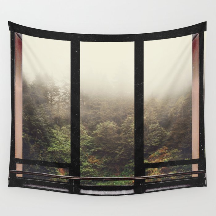 Window to the Forest and Fog-PNW Wall Tapestry
