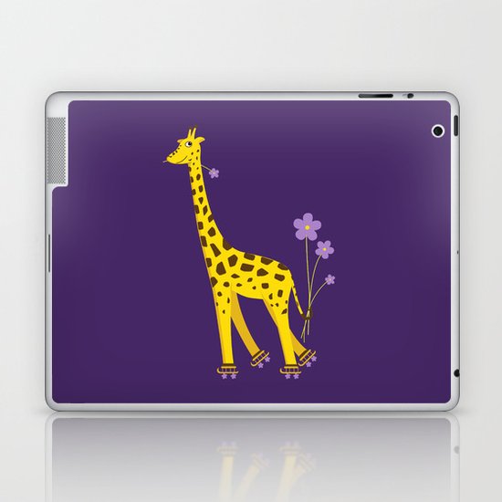 Funny Giraffe Roller Skating Laptop & iPad Skin