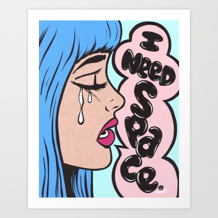I Need Space. Crying Comic Girl Art Print