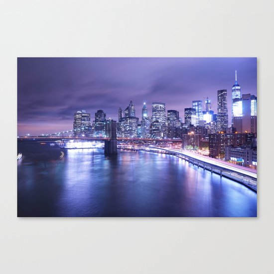New York City Night Lights : Periwinkle Blue Canvas Print