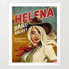 "Helena Handbasket" Vintage Western Blonde Pinup Cowgirl Art Print