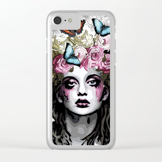 Rose, portrait of a woman with roses Clear iPhone Case