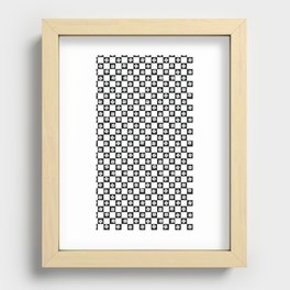 Retro Daisy Checker Chess Pattern - Black and White Recessed Framed Print