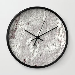 Milky Gray // Red Speckled River Of Marble Natural Stones Rock Textures Wall Clock