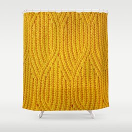 Yellow knitted surface textile material background Shower Curtain