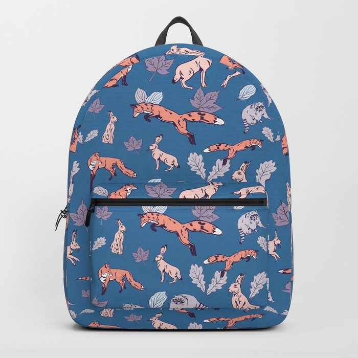 Autumn woodland creatures in Blue  Backpack