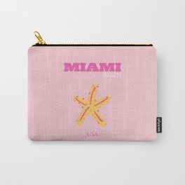 Miami Beach, Miami Travel Art, Preppy Room, Pink Carry-All Pouch