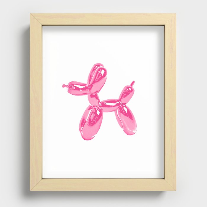 Pink Balloon Dog Pop Art | Kitsch Fun + Cute Recessed Framed Print