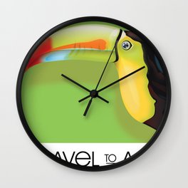 Travel to Asia Toucan travel poster Wall Clock