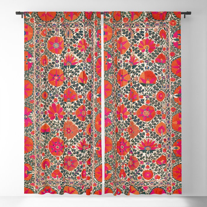 Kermina Suzani Uzbekistan Colorful Embroidery Print Blackout Curtain