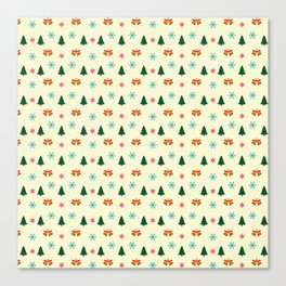 Christmas Pattern Tiny Tree Snowflake Bell Canvas Print