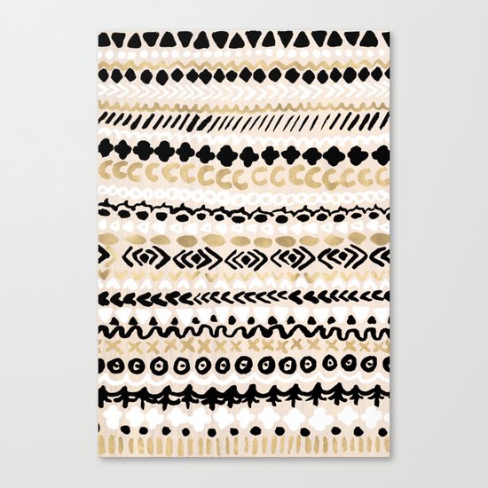 Black, White & Gold Tribal Canvas Print